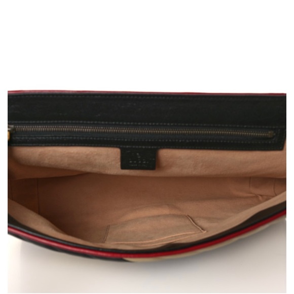 Gucci GG Marmont Matelasse Small
Shoulder Bag Torchon Diagonal striped tan red - Picture 5 of 9